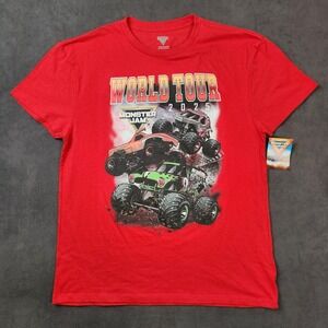Monster Jam World Tour 2025 Shirt Mens XL Red Trucks Graphic‎ Tee
